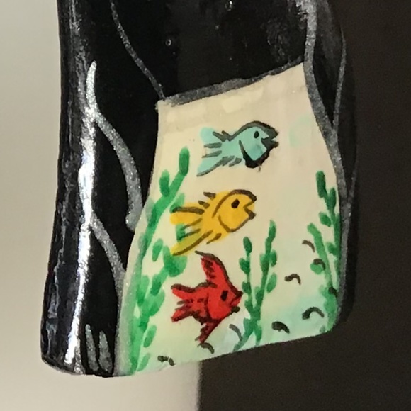 Vintage Cat Earrings Hand Painted Wood Feline Kitty - Picture 7 of 13